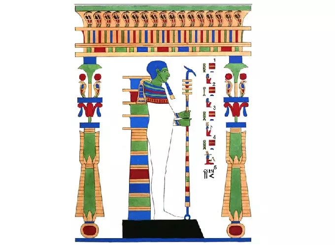 Ptah with Wass in the form of a pillar.